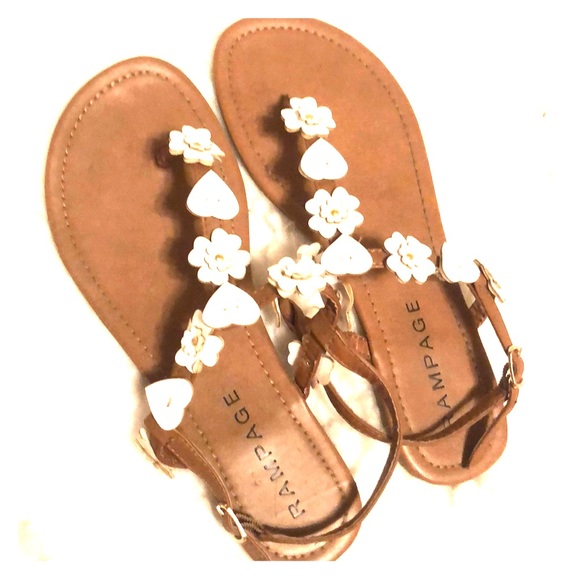 Rampage Shoes - Rampage white flowers and hearts sandals